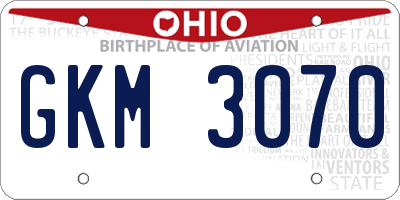 OH license plate GKM3070