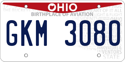 OH license plate GKM3080