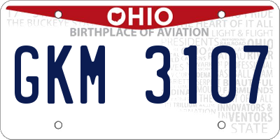 OH license plate GKM3107