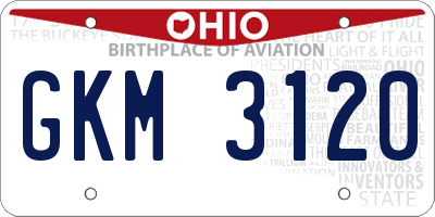 OH license plate GKM3120