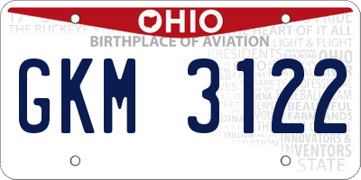 OH license plate GKM3122
