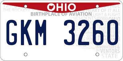 OH license plate GKM3260