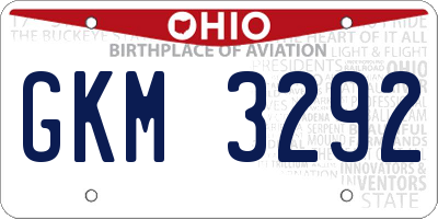 OH license plate GKM3292