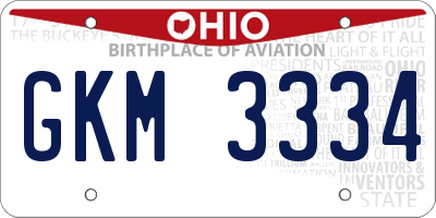OH license plate GKM3334