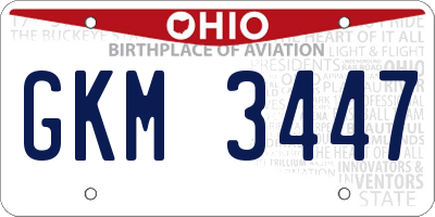 OH license plate GKM3447