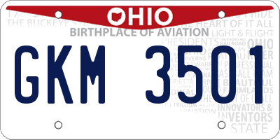 OH license plate GKM3501