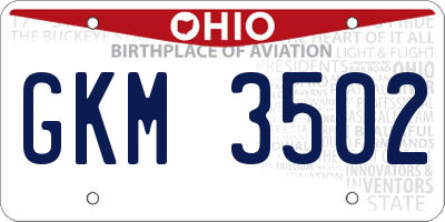 OH license plate GKM3502