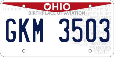 OH license plate GKM3503