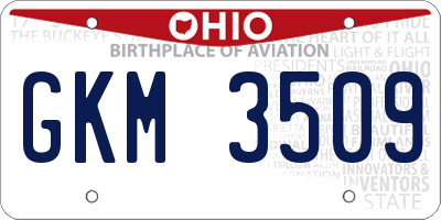 OH license plate GKM3509