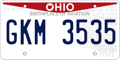 OH license plate GKM3535