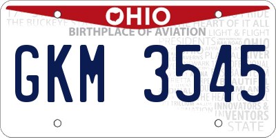 OH license plate GKM3545