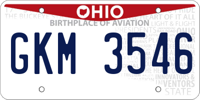 OH license plate GKM3546