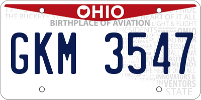OH license plate GKM3547