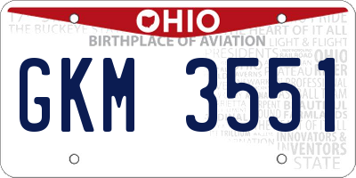 OH license plate GKM3551