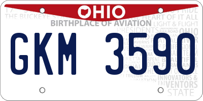 OH license plate GKM3590