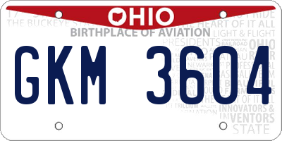OH license plate GKM3604