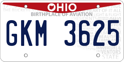 OH license plate GKM3625