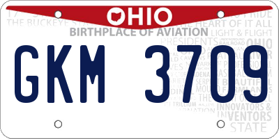OH license plate GKM3709