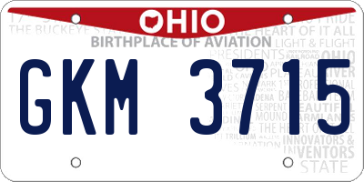 OH license plate GKM3715