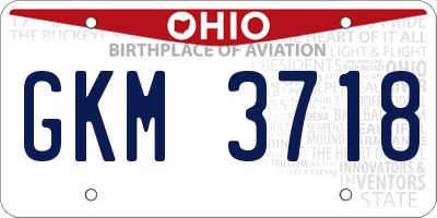 OH license plate GKM3718