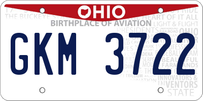 OH license plate GKM3722