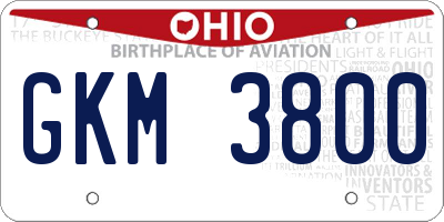 OH license plate GKM3800