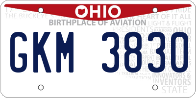 OH license plate GKM3830