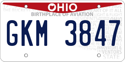 OH license plate GKM3847