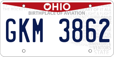 OH license plate GKM3862