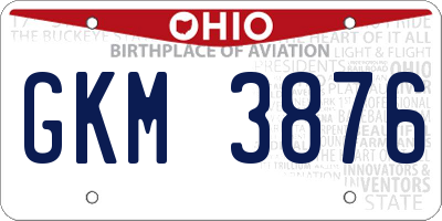 OH license plate GKM3876