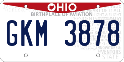 OH license plate GKM3878