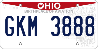 OH license plate GKM3888