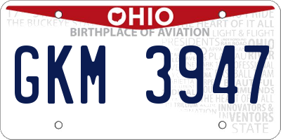 OH license plate GKM3947