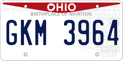OH license plate GKM3964