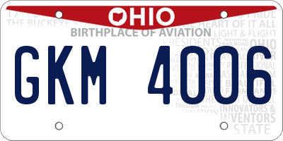OH license plate GKM4006