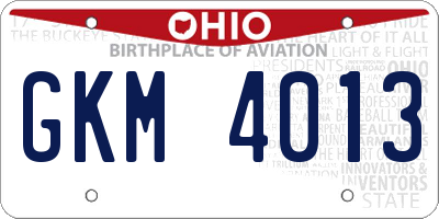 OH license plate GKM4013