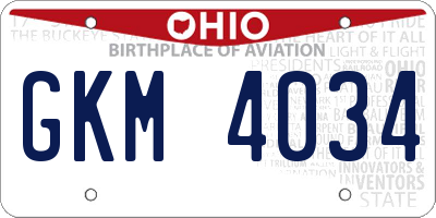 OH license plate GKM4034
