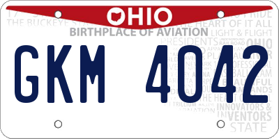 OH license plate GKM4042