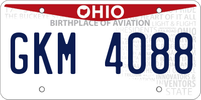 OH license plate GKM4088