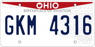 OH license plate GKM4316