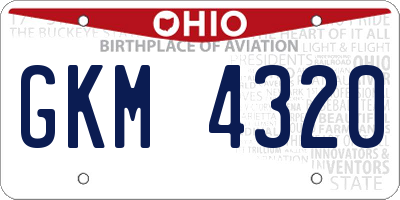 OH license plate GKM4320