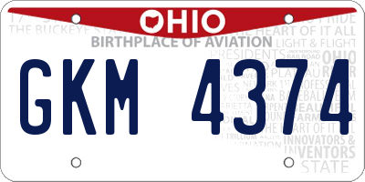 OH license plate GKM4374