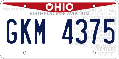 OH license plate GKM4375