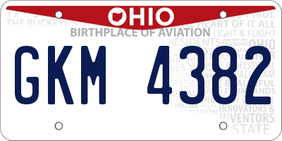 OH license plate GKM4382