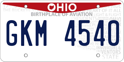 OH license plate GKM4540