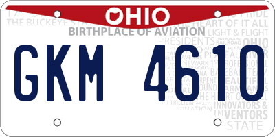 OH license plate GKM4610