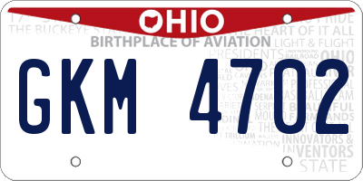 OH license plate GKM4702