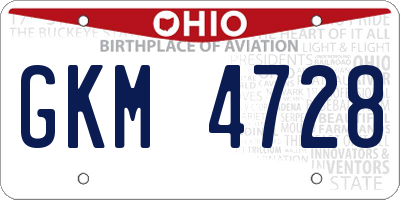 OH license plate GKM4728