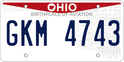 OH license plate GKM4743