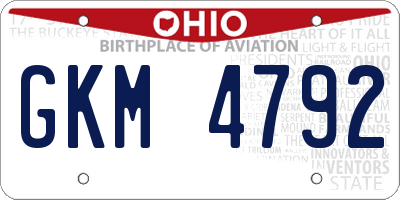OH license plate GKM4792